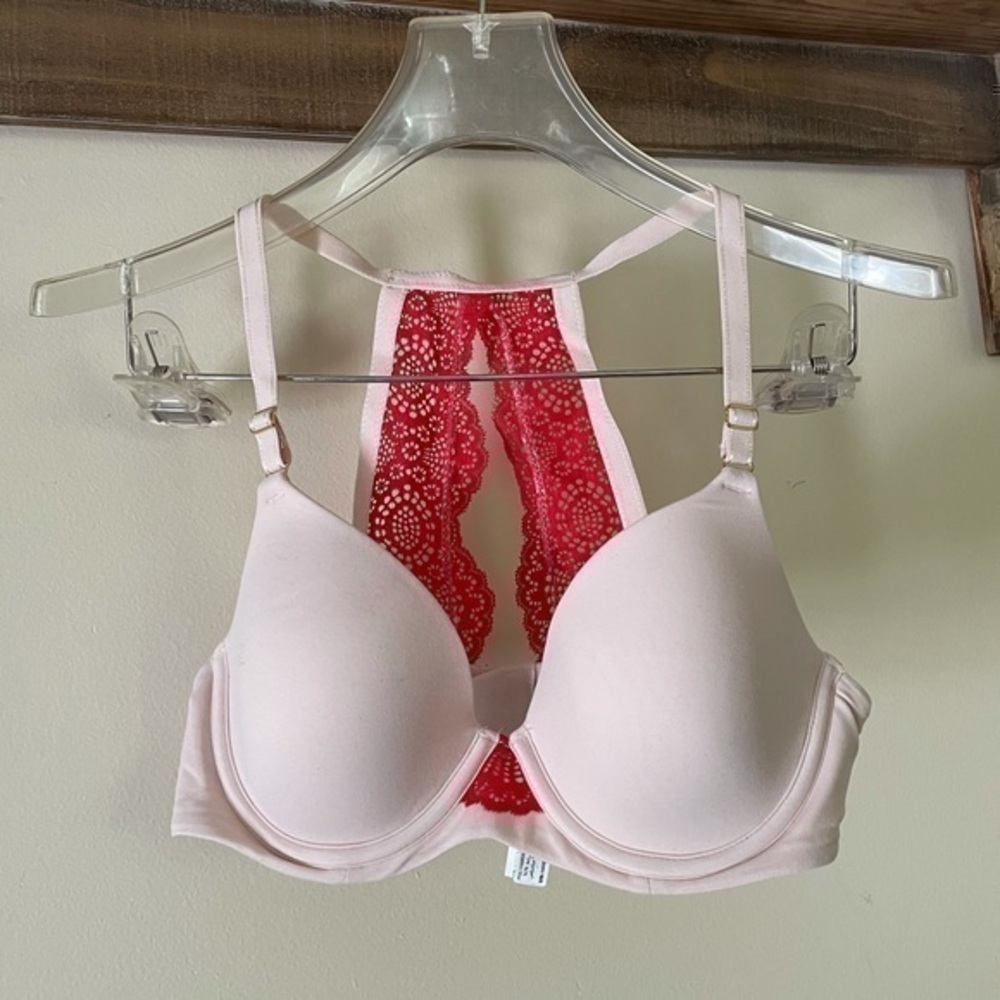 Soma Nude Bra with red racer back 34B